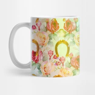 Pattern. Roses, Rainbow and Gold Horseshoes Mug